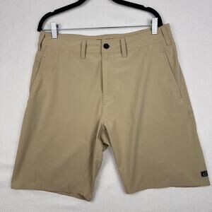 Avid Shorts Mens 32 Beige Stretch Chino Performance Travel Fishing Microfiber